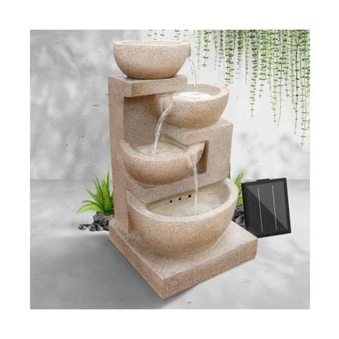 Enchanted Garden - Gardeon 4 Tier Solar Water Fountain Beige 3 Enchanted Garden - Gardeon 4 Tier Solar Water Fountain Beige