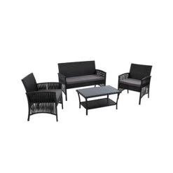 Exterieur Outdoor - Gardeon Outdoor Furniture Set 4pc Black