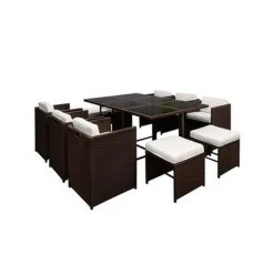 Exterieur Outdoor - Gardeon Outdoor Dining Set Brown 11pc