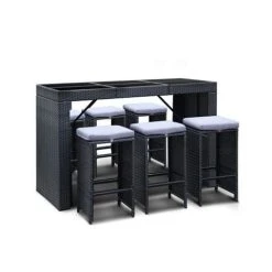 Exterieur Outdoor - Gardeon Outdoor Dining Table Black 7pc