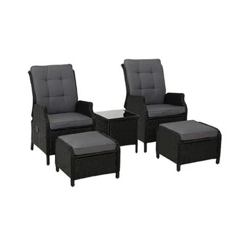 Exterieur Outdoor - Recliner Chair Outdoor 5pc Black