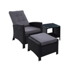 Exterieur Outdoor - Outdoor Recliner Chair Black 3pc