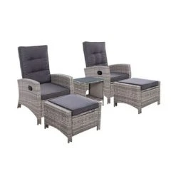 Exterieur Outdoor - Gardeon Outdoor Recliner Chair 5pc Grey