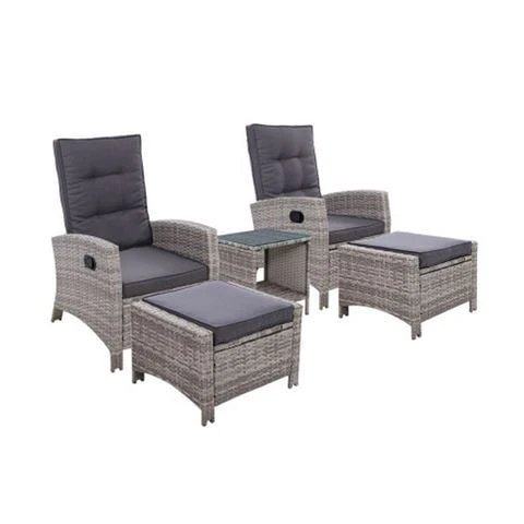 Exterieur Outdoor - Gardeon Outdoor Recliner Chair 5pc Grey
