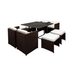 Comida Dining - Gardeon 9 Piece Outdoor Dining Set Brown