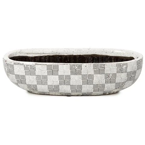 Coastal Home - Checker Ceramic Planter Black & White