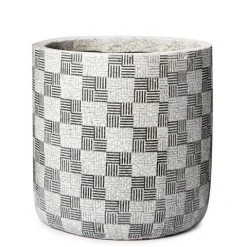 Coastal Home - Checker Ceramic Pot Black & White 19cm