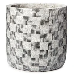 Coastal Home - Checker Ceramic Pot Black & White 24cm